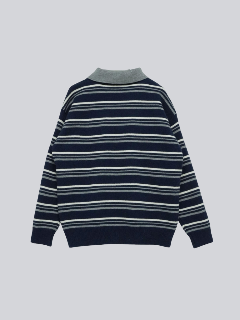 retro stripe collar knit