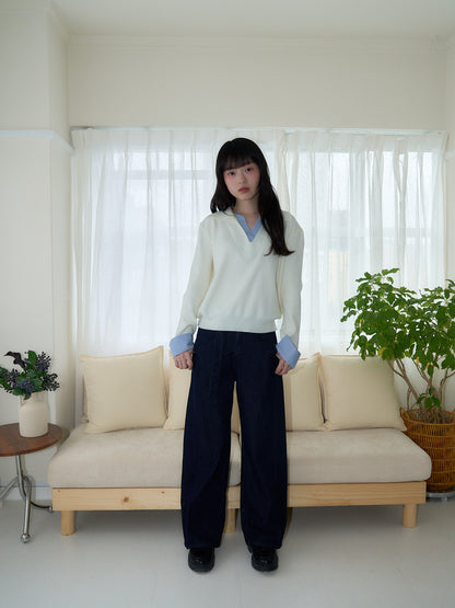 belted high waist denim pants