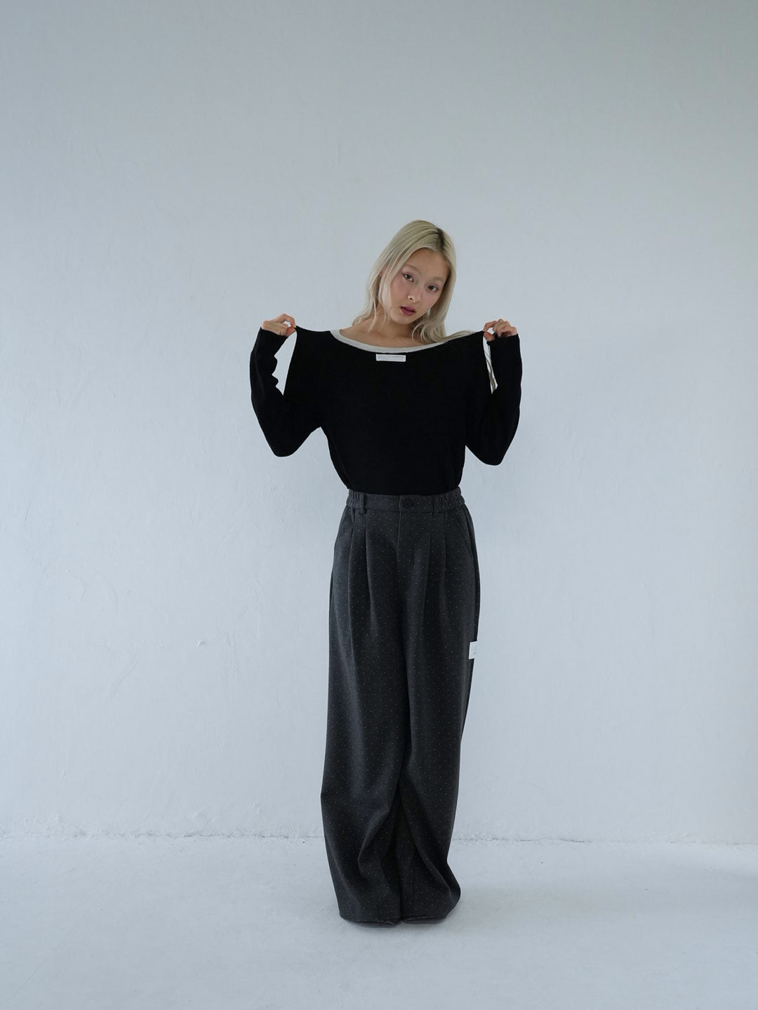 【 10月上旬発送予定 】contrast trim rib knit top