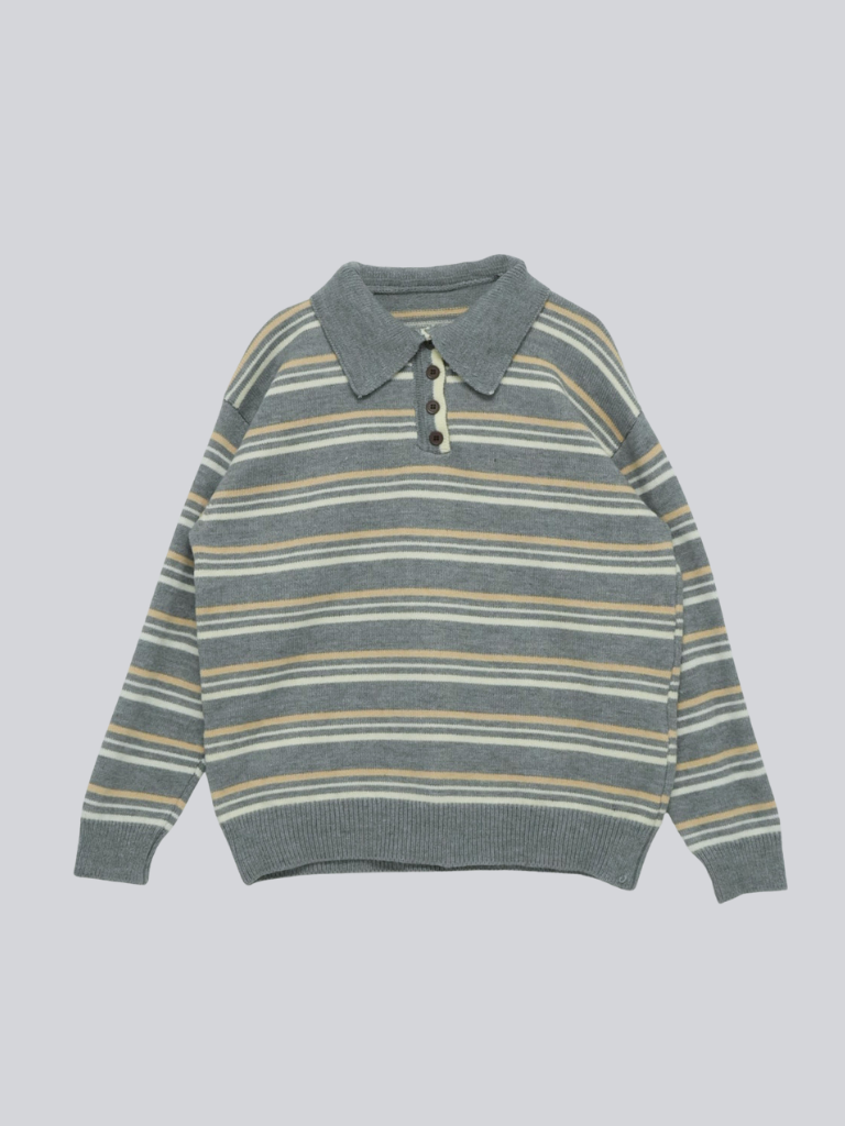 retro stripe collar knit