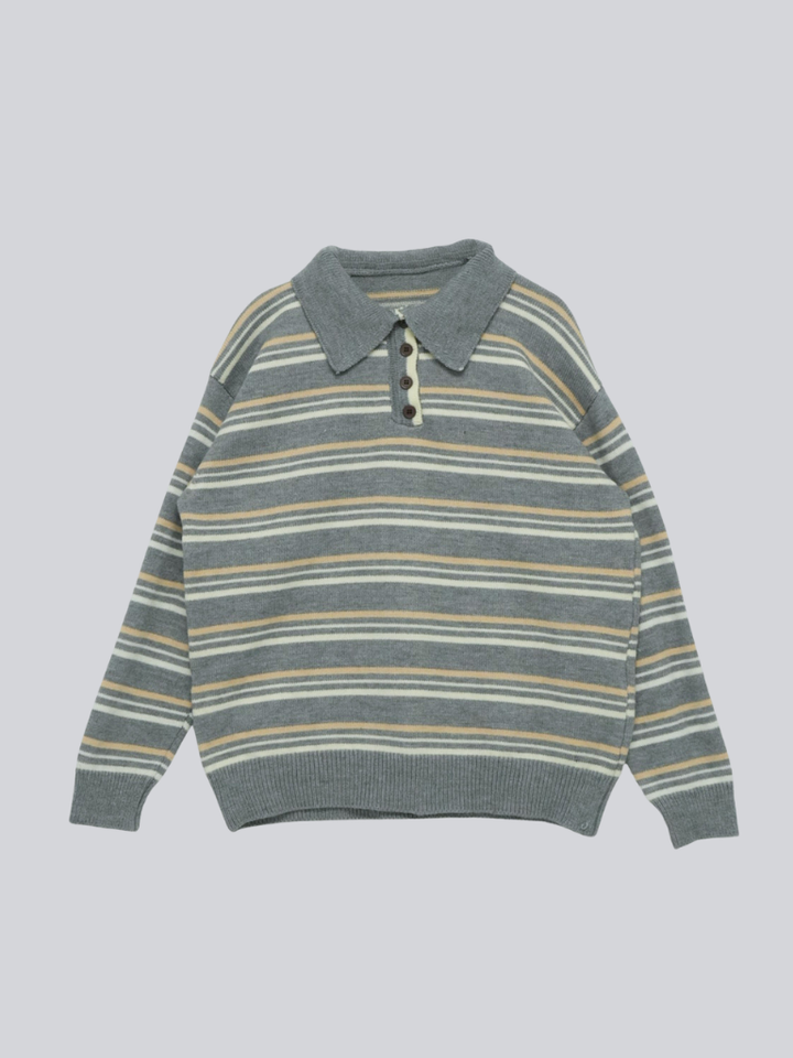 retro stripe collar knit