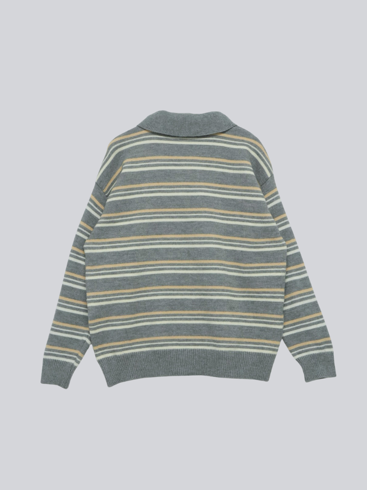 retro stripe collar knit