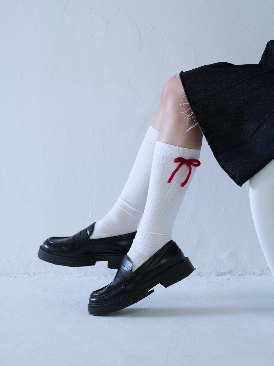 【 10月上旬発送予定 】knee-high ribbon socks