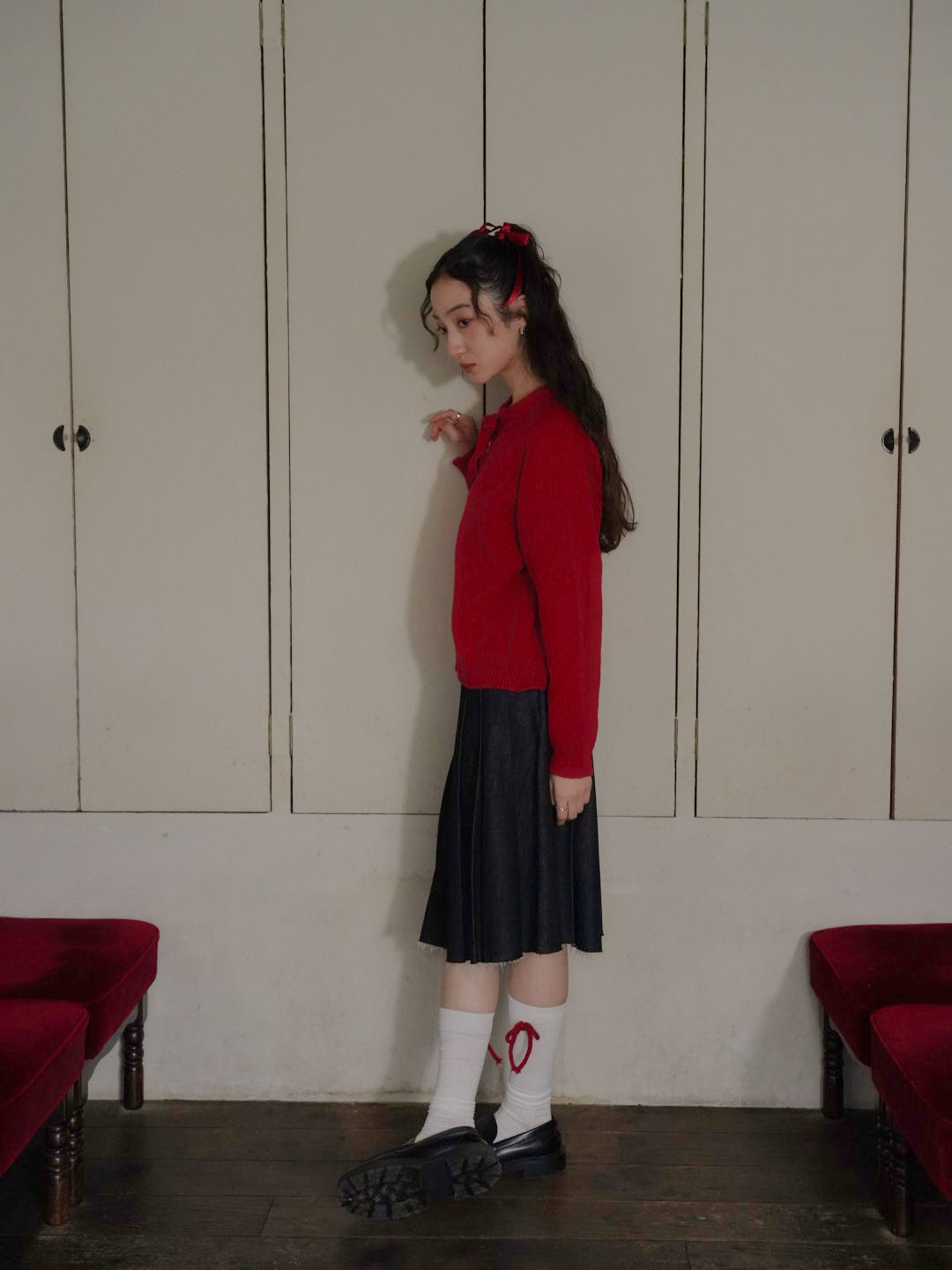 ribbon tie knit cardigan 【 11/6 19:00 発売予定 】