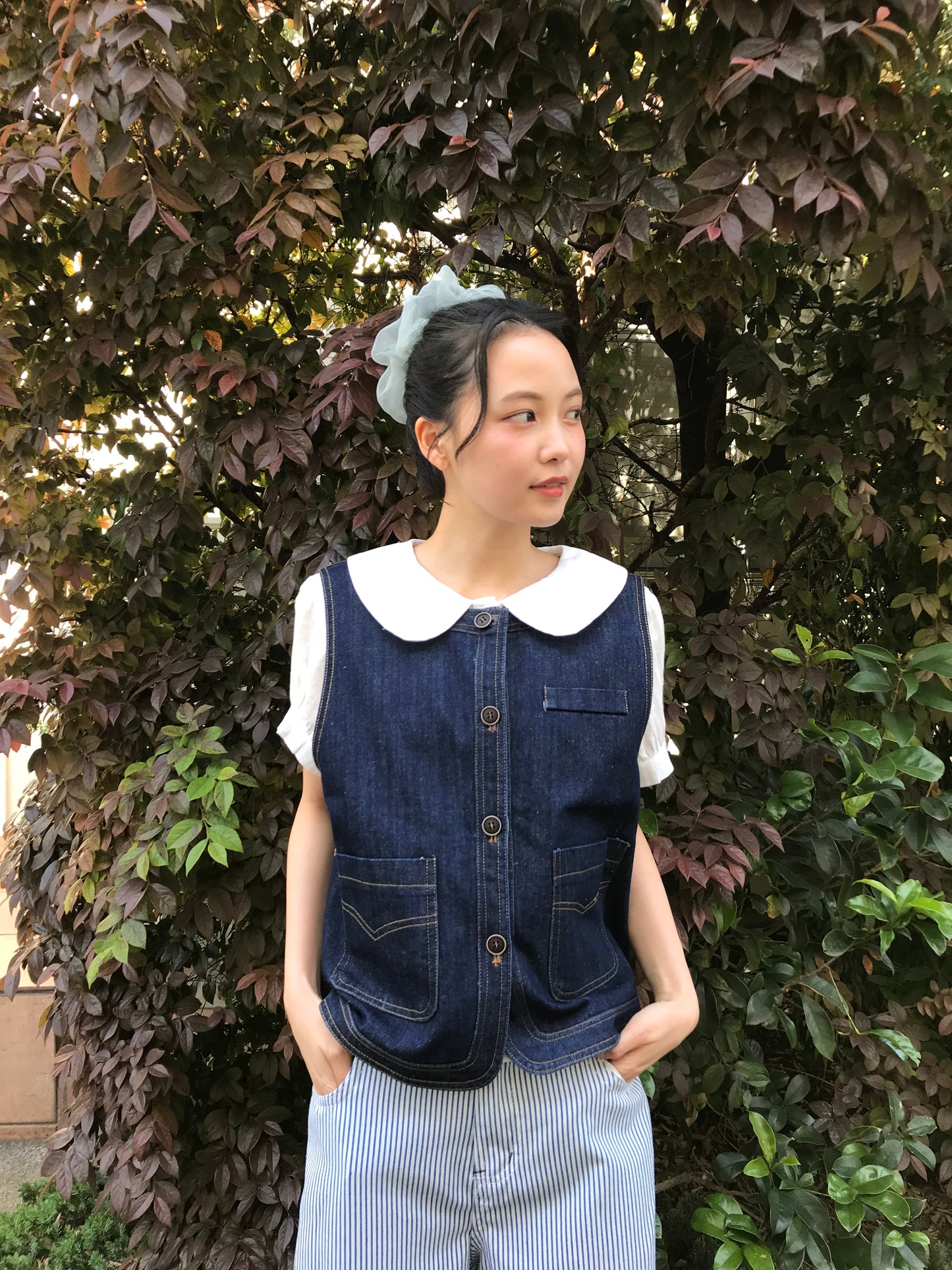 denim stitch vest