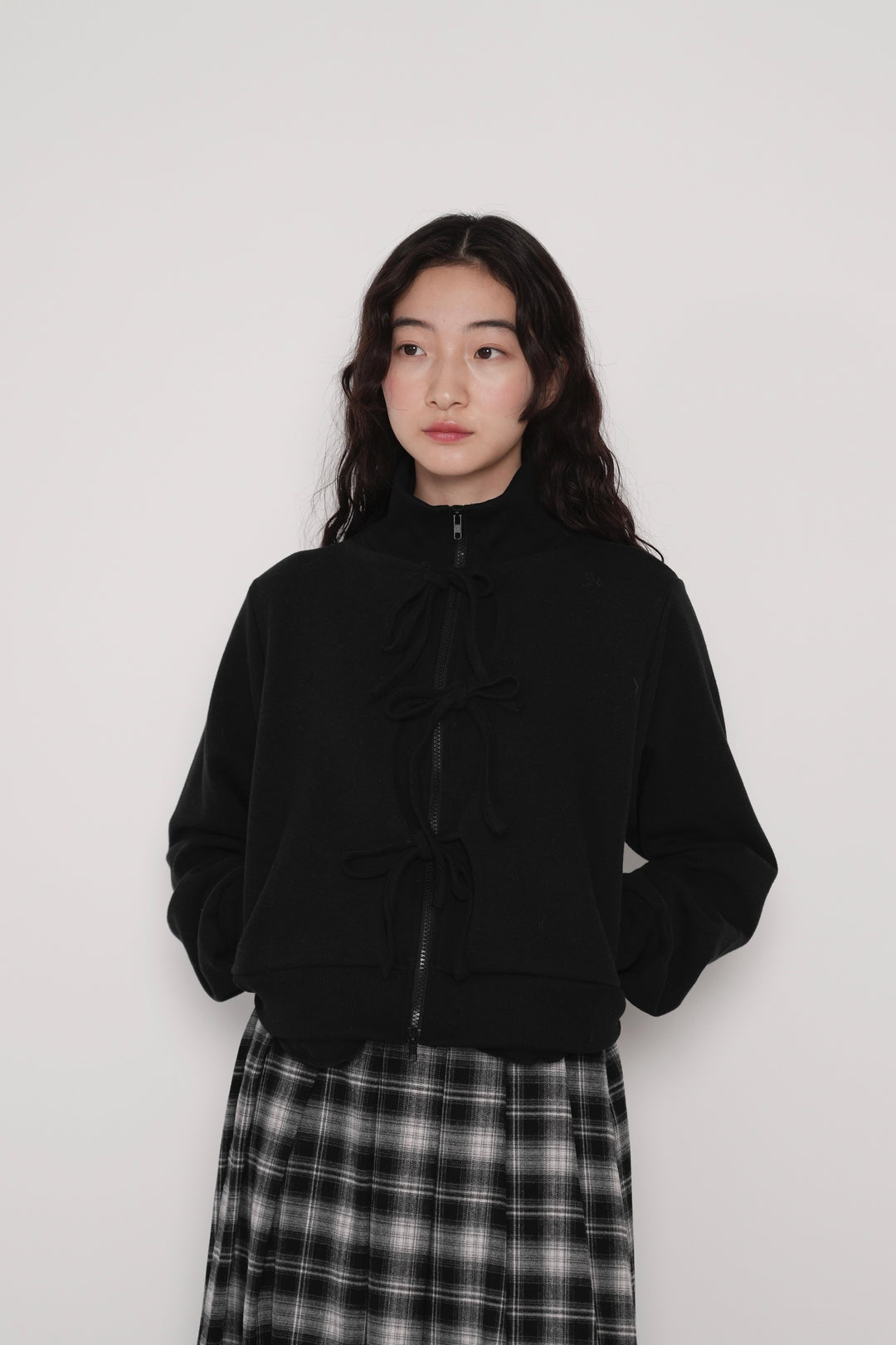 front ribbon zip parka