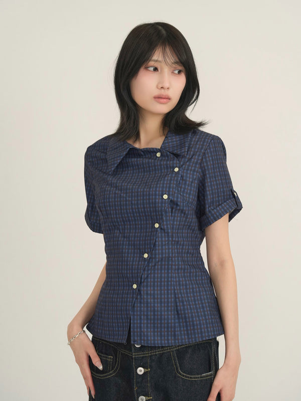 retro check button shirt
