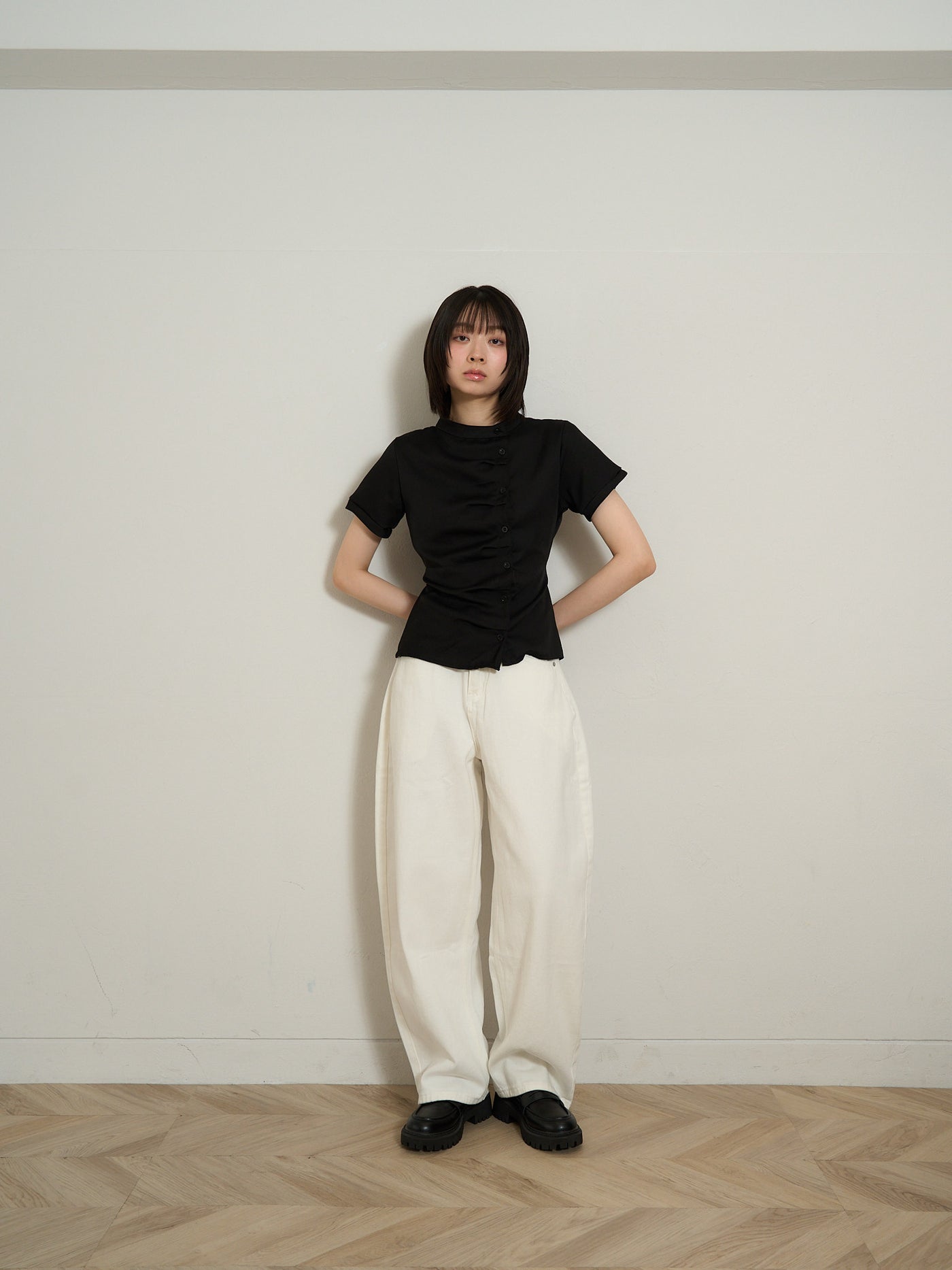 twist button check top