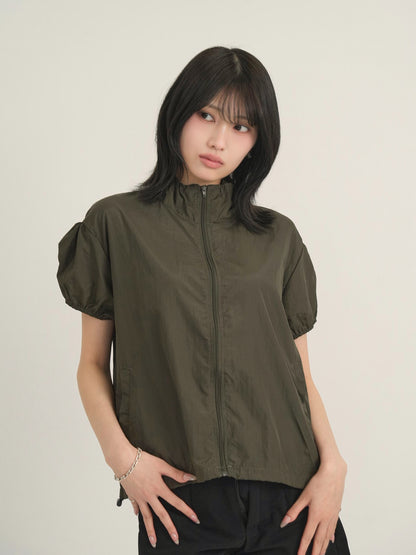 stand collar zip short jacket