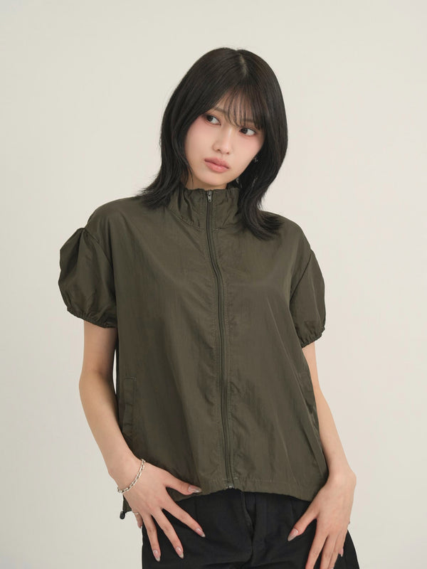 stand collar zip short jacket