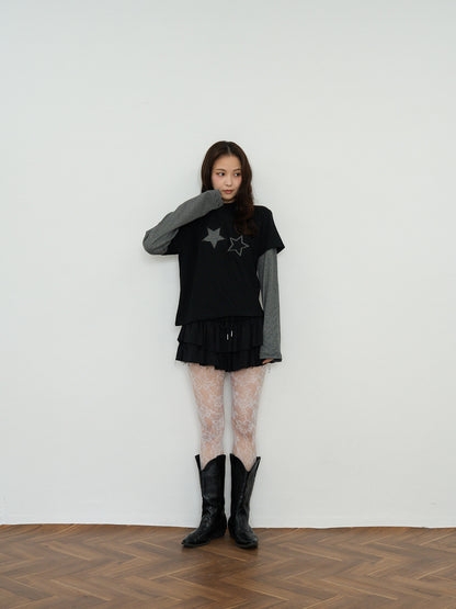 star border layered long sleeve tee