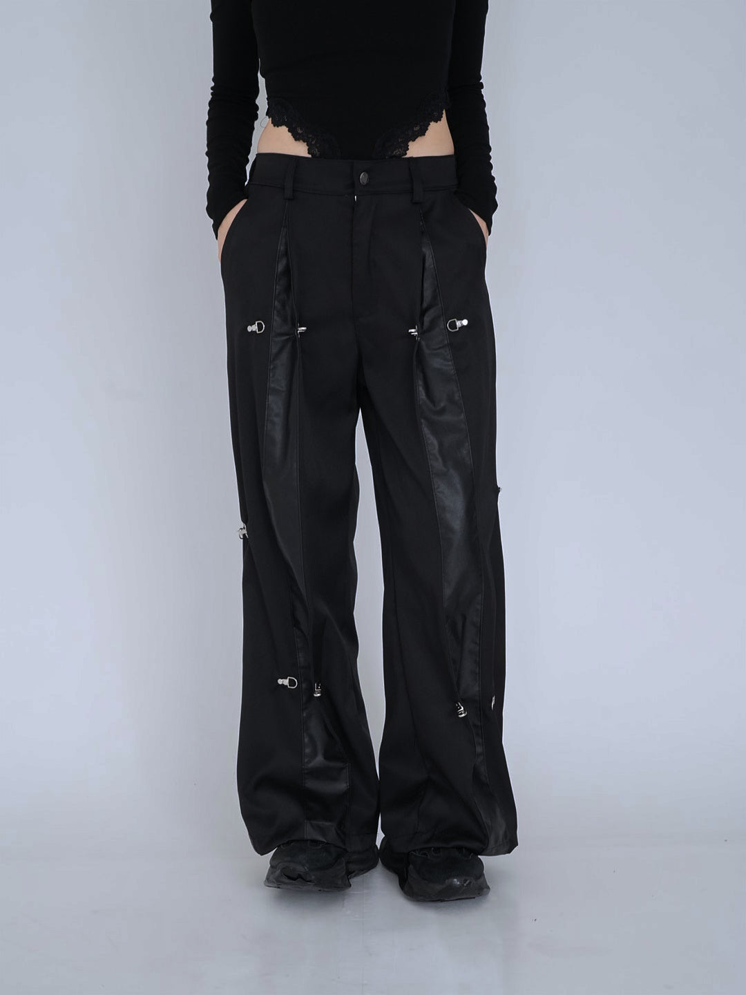 double material pin pants