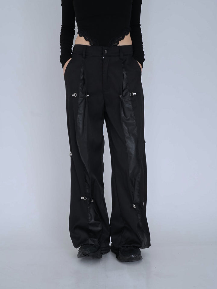 double material pin pants