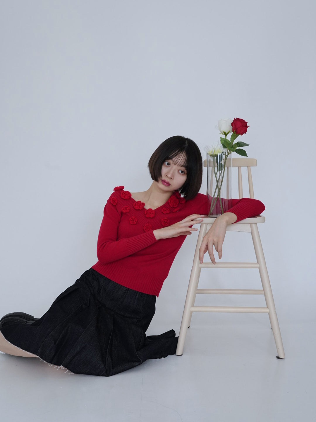 【 8月26日発送予定 】flower knit top