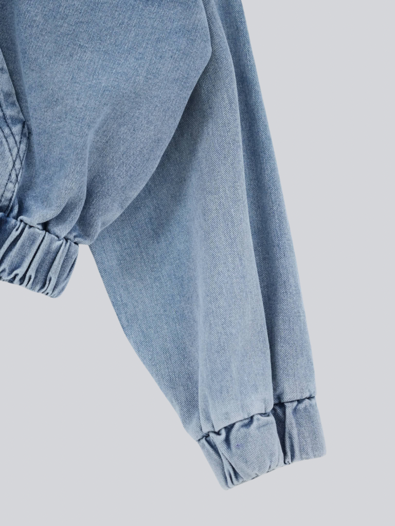 cropped denim hoodie