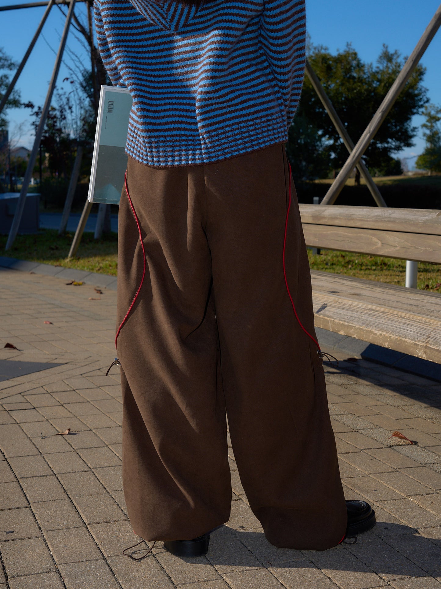 stitch line wide pants