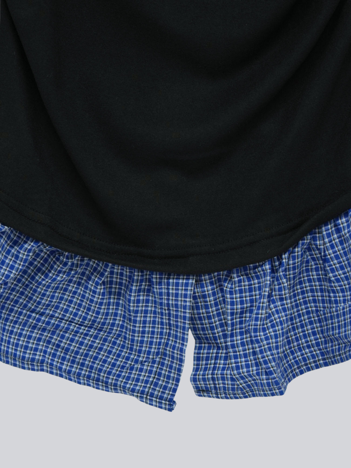 layered check offshoulder tee