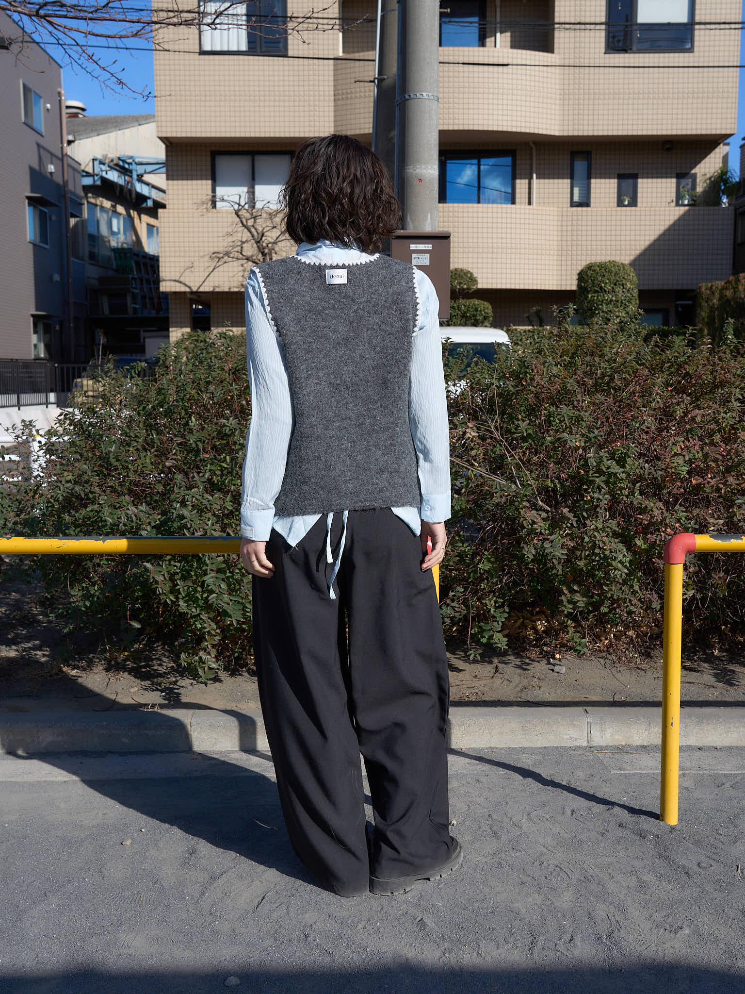 asymmetry button front wide pants – Uenui