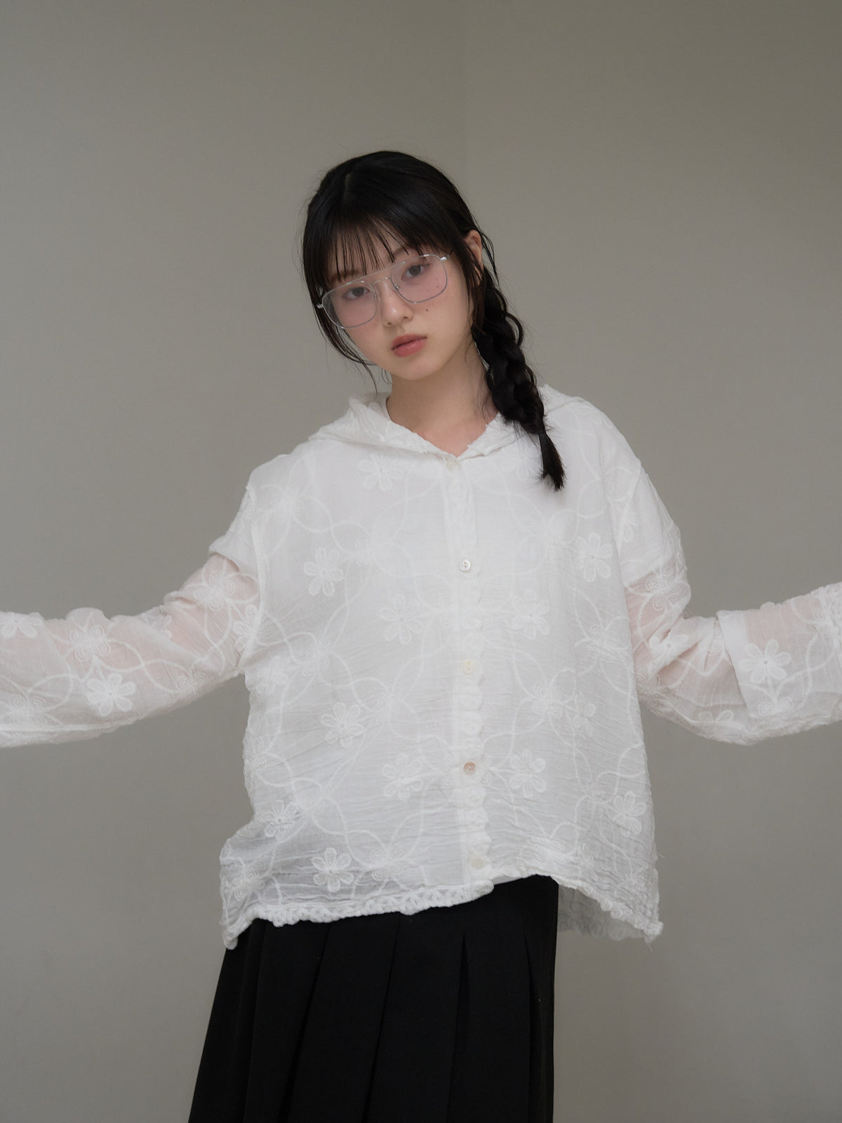 embroidery lace hoodie
