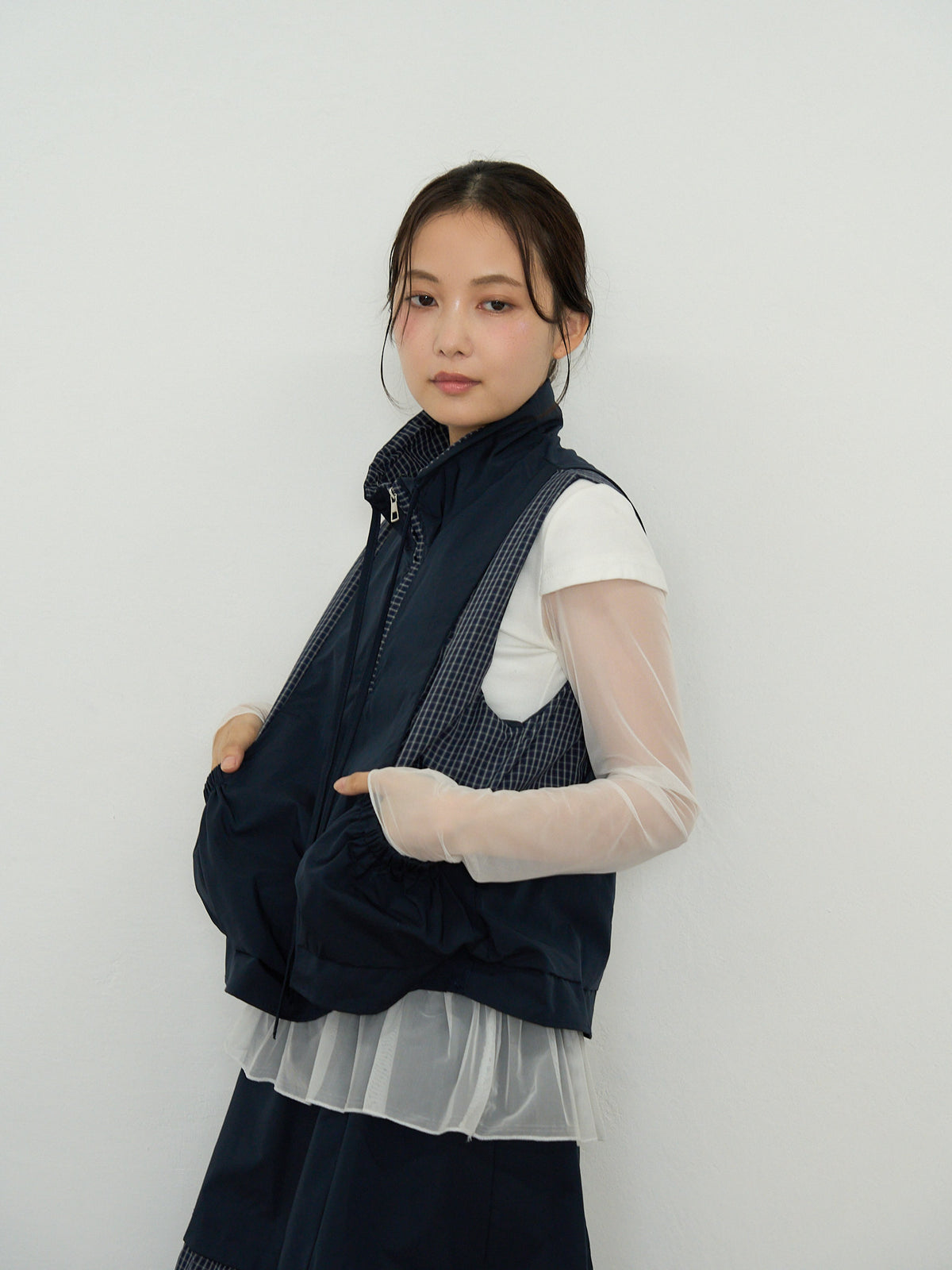 check vest & skirt set