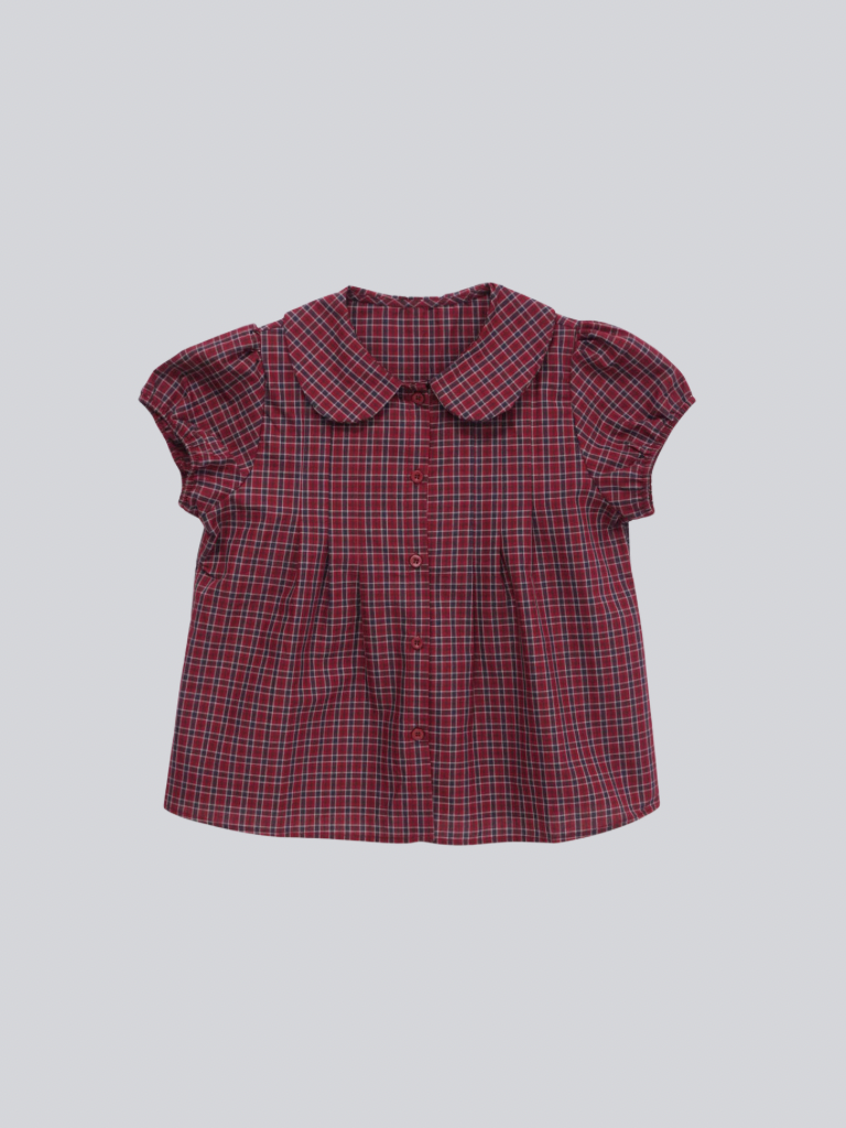 doll collar plaid blouse
