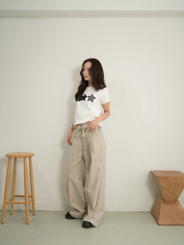 stripe wide pants
