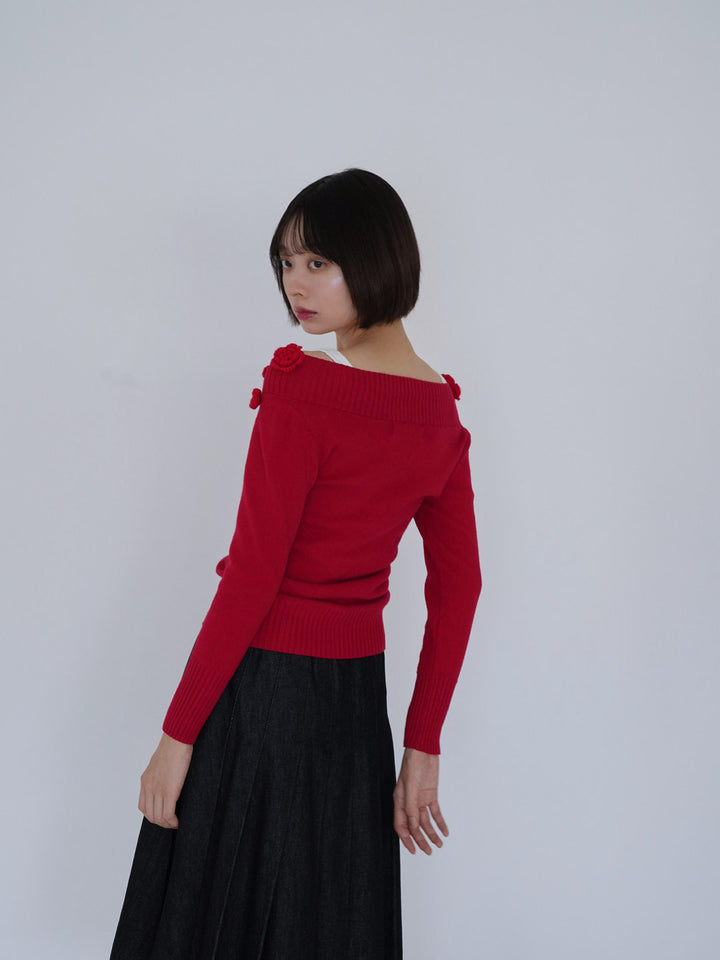 【 8月26日発送予定 】flower knit top