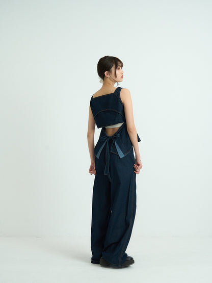 square neck denim top