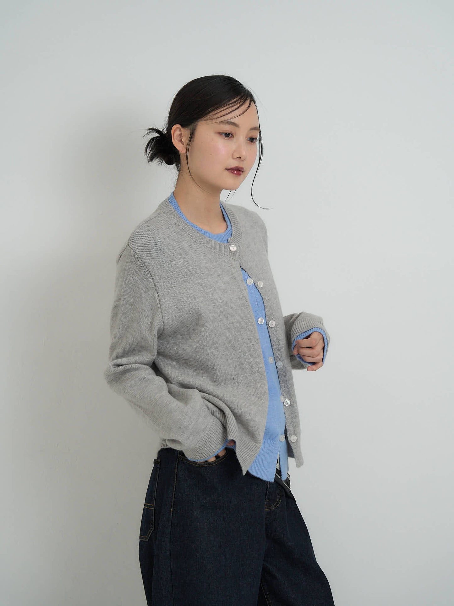 layered knit cardigan