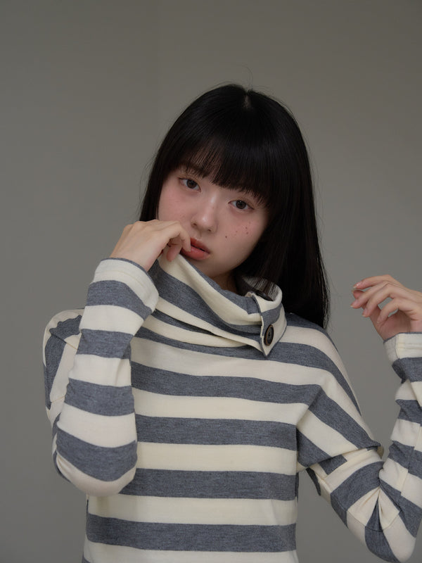 2way neck border knit