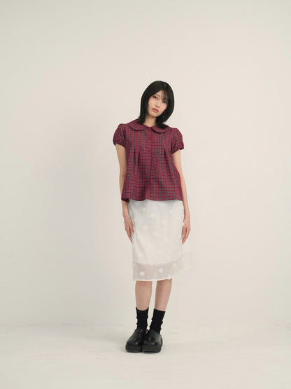 doll collar plaid blouse