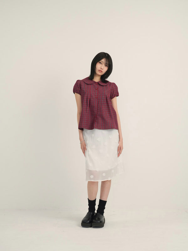 doll collar plaid blouse