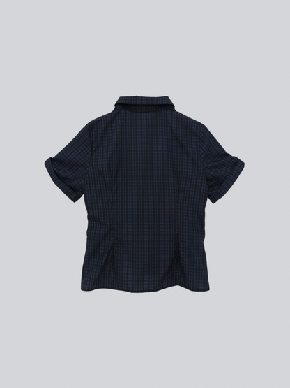 retro check button shirt