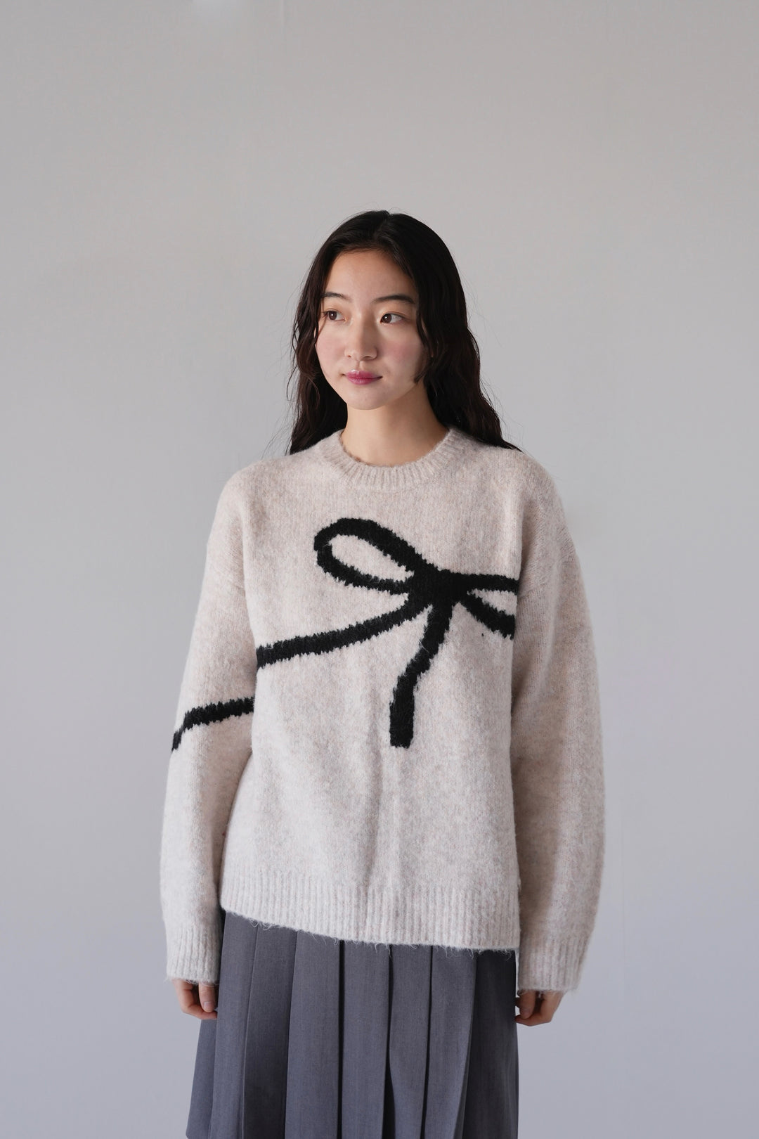 flow diagonally ribbon knit