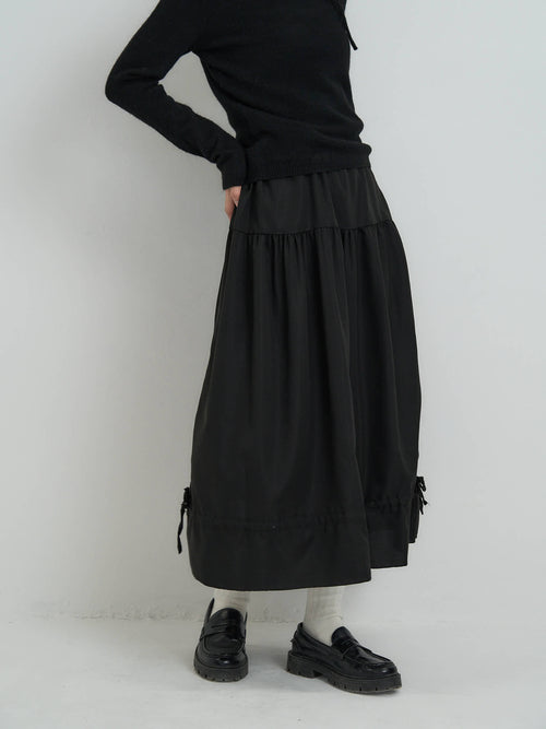 drawstring tiered long skirt
