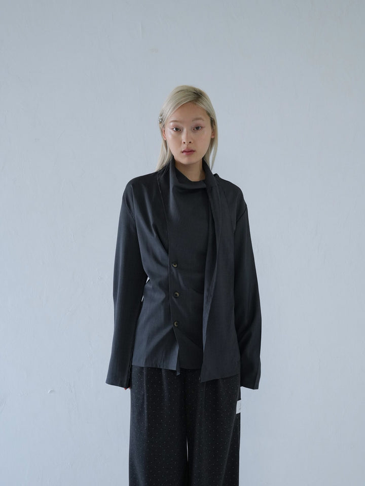 【 10月上旬発送予定 】drape neck asymmetric blouse