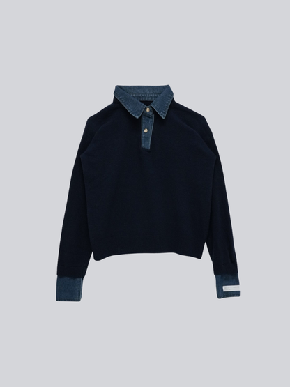 denim collar knit pullover