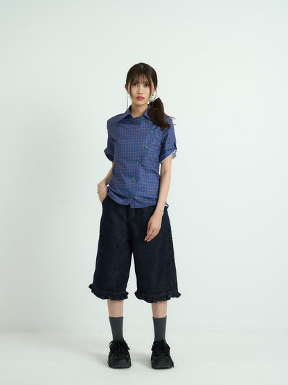 retro check button shirt