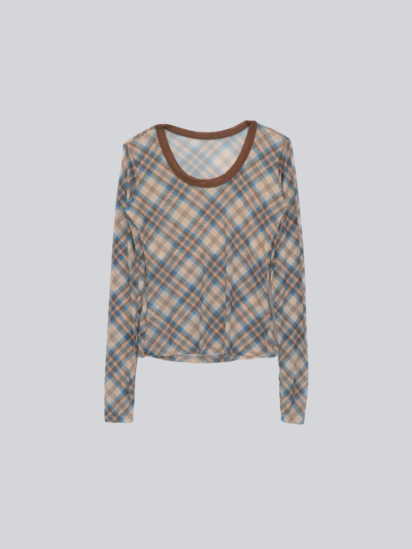 check slim long sleeve tee
