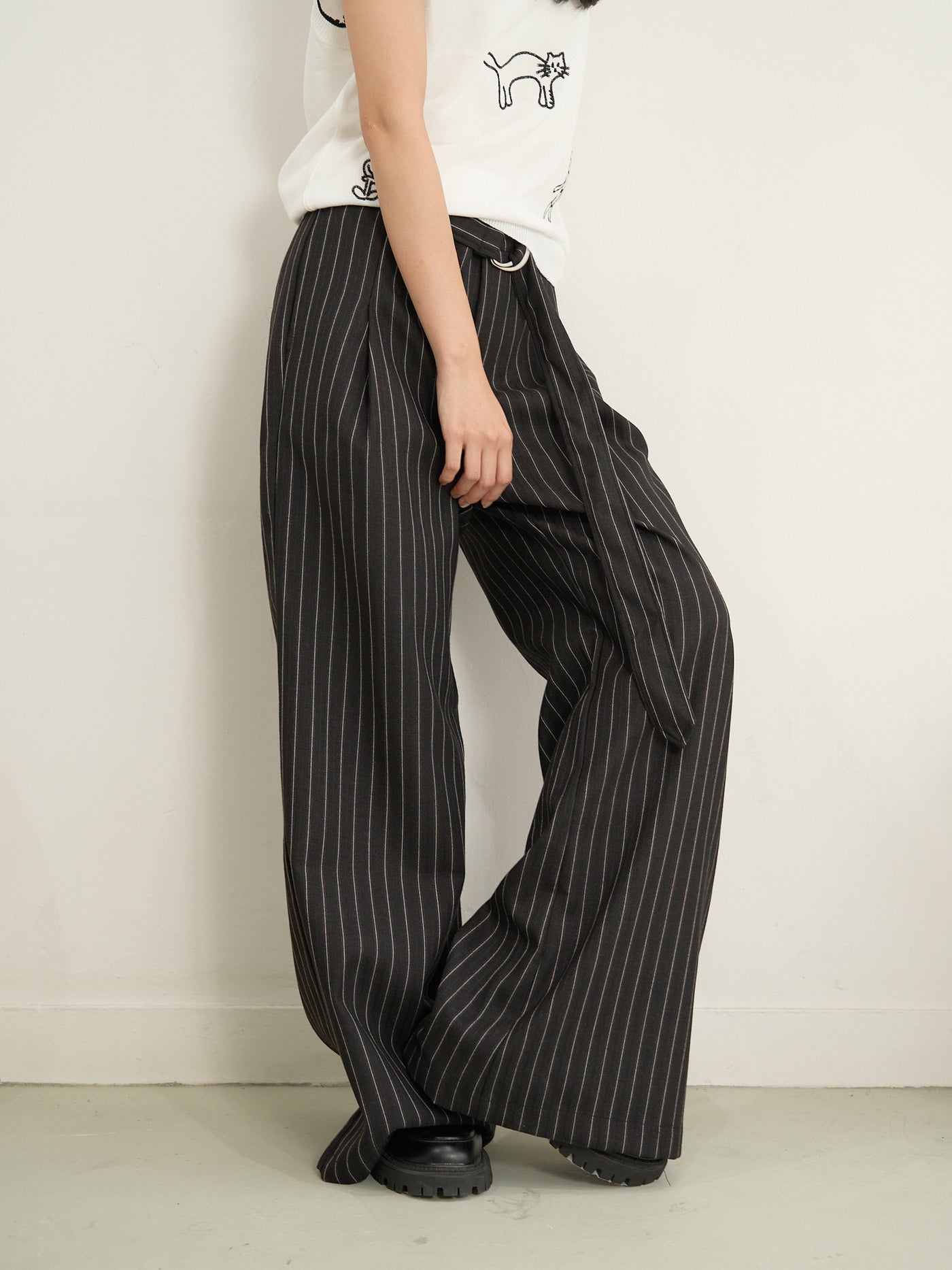stripe wide pants
