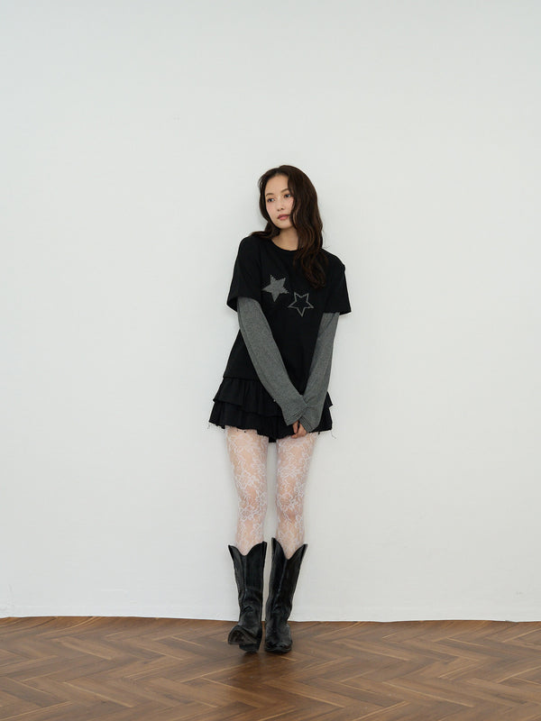 star border layered long sleeve tee