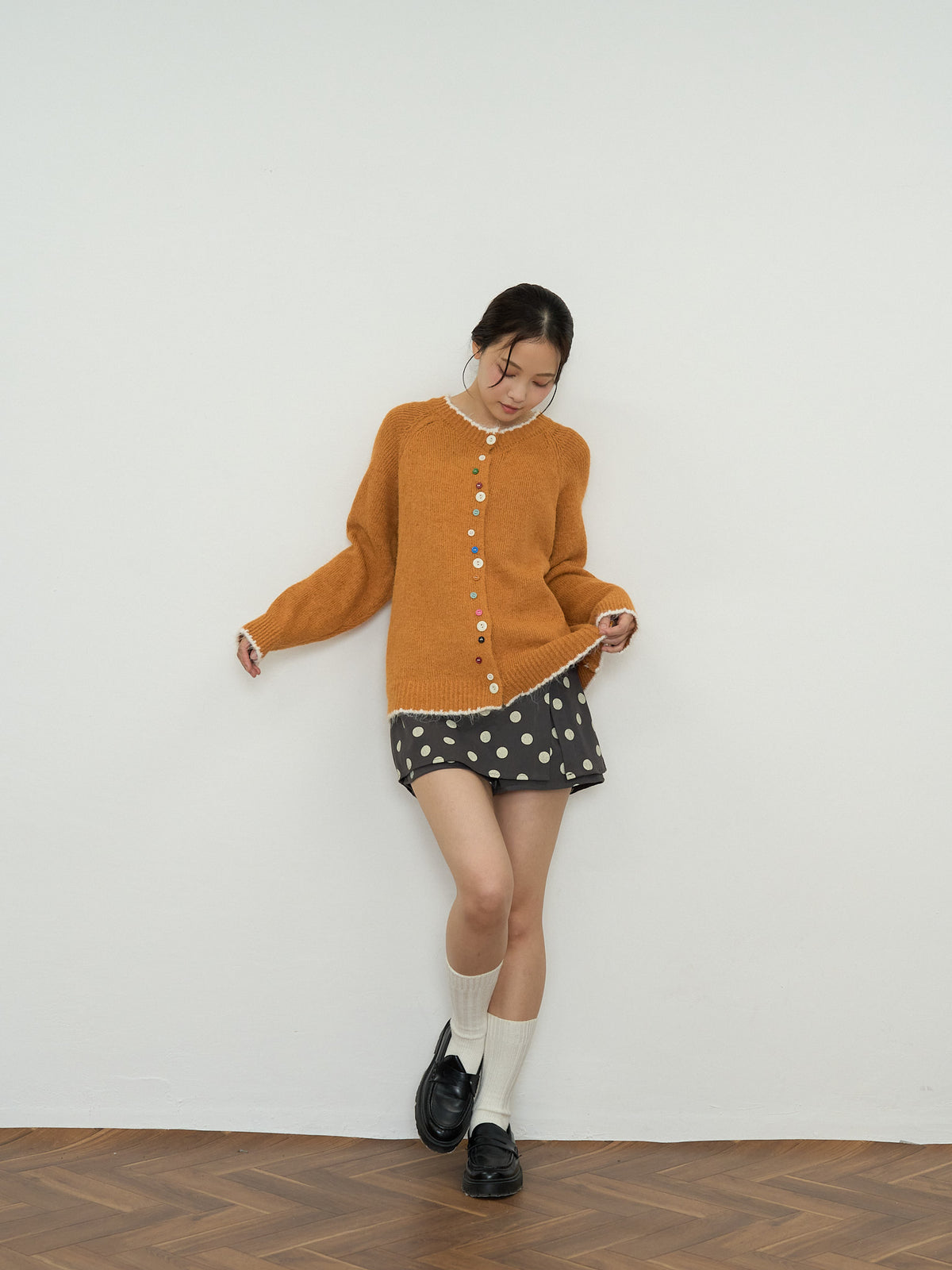color button knit cardigan