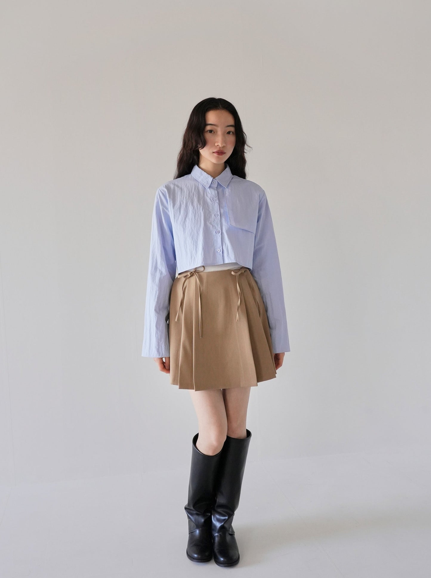 wrinkle cropped shirt