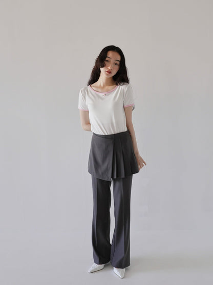 layered skirt and pants