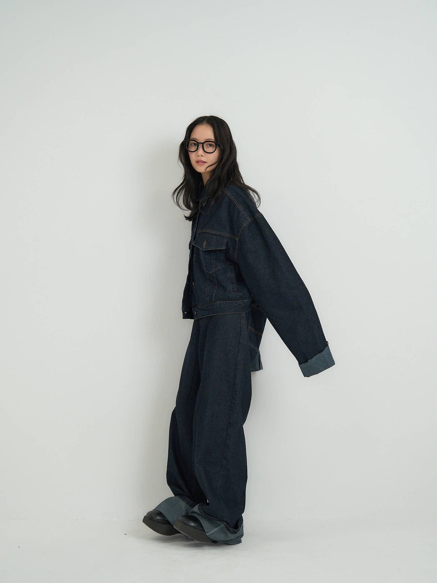 wide leg denim pants