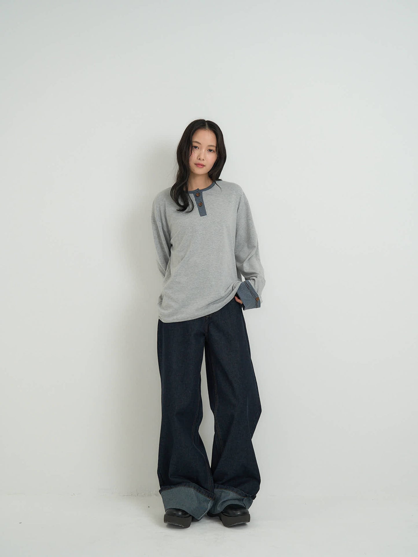 wide leg denim pants