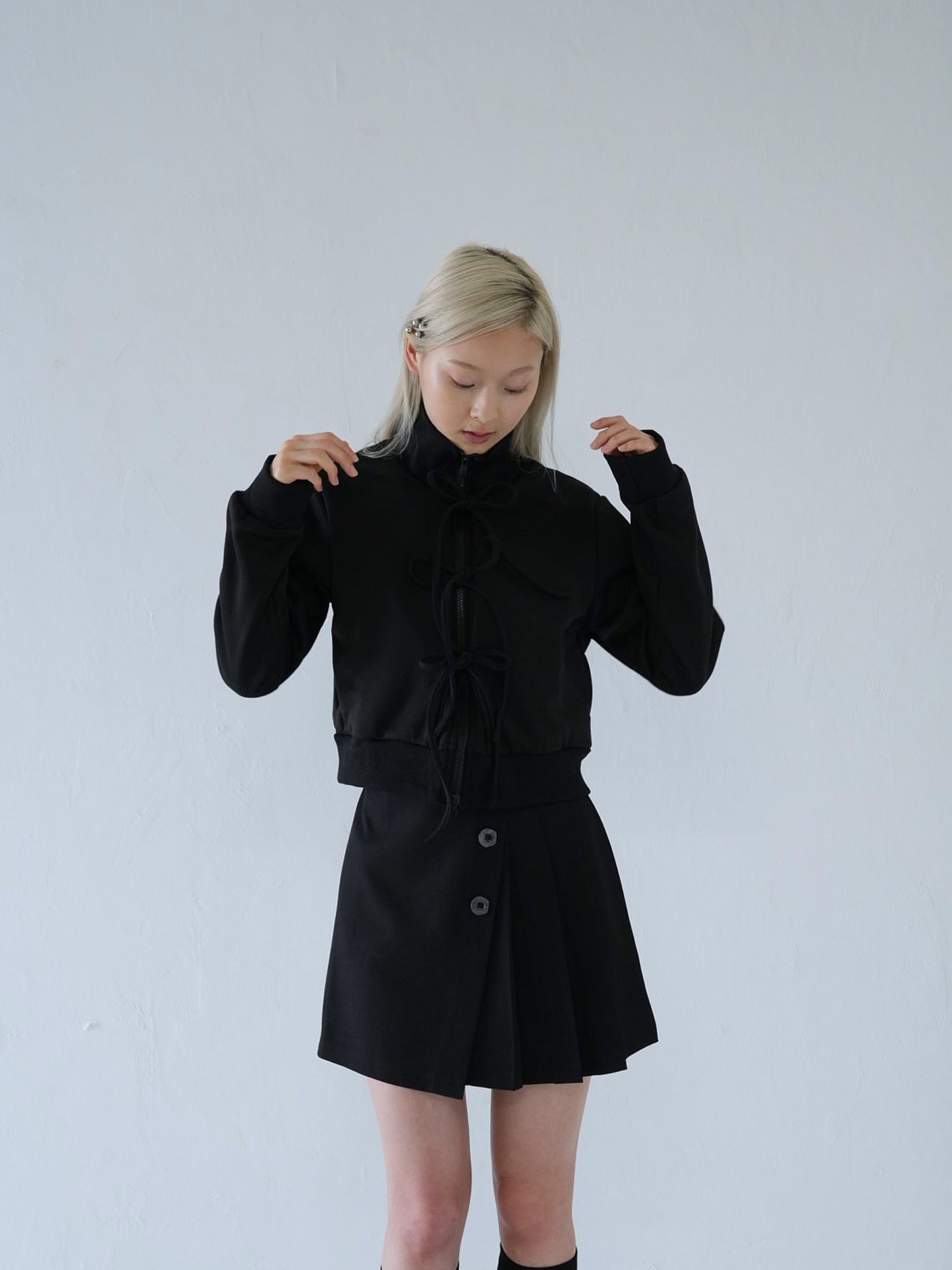 slanting button trapezoid skirt