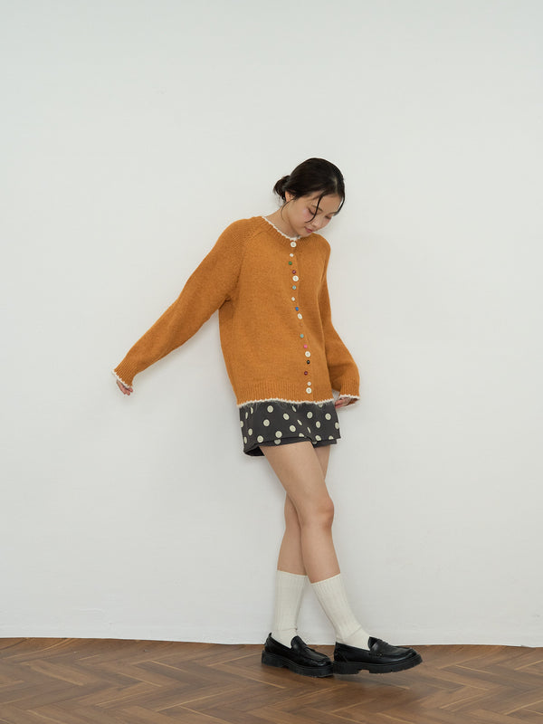 color button knit cardigan