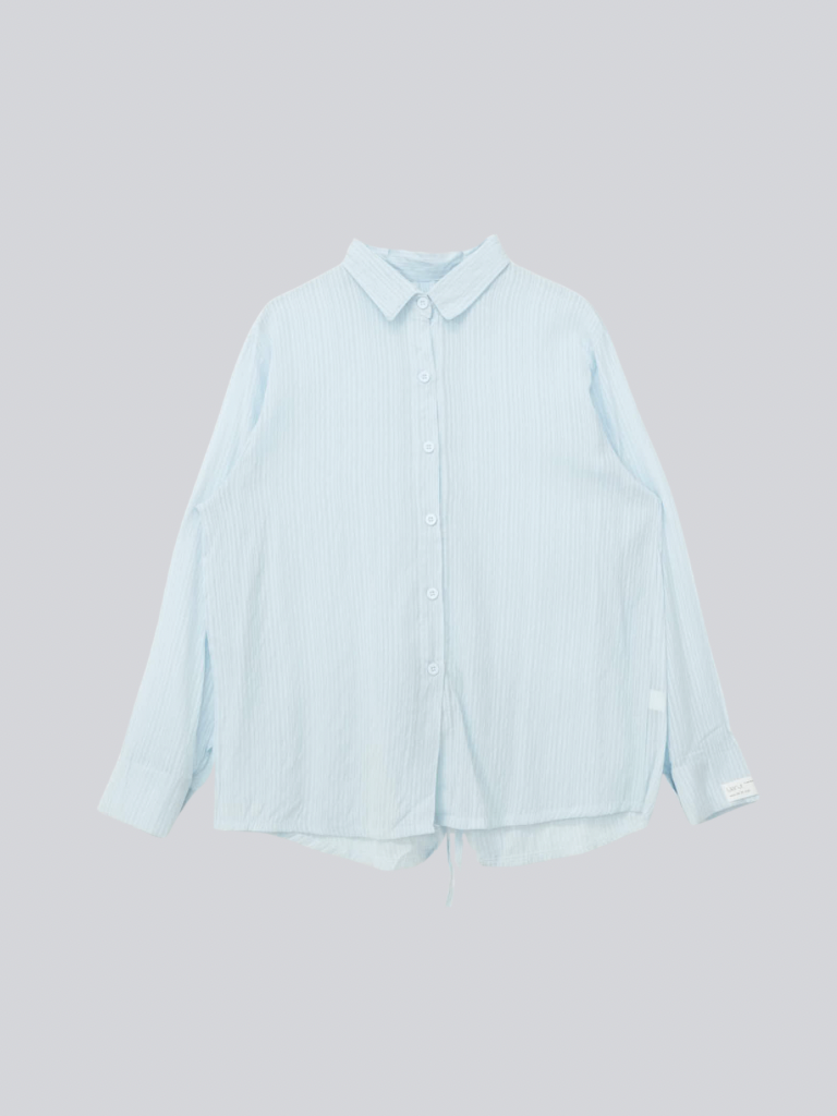 crinkle ribbon long sleeve shirt