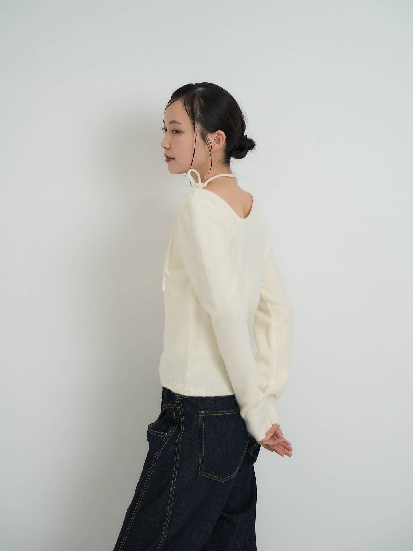 ribbon choker knit top